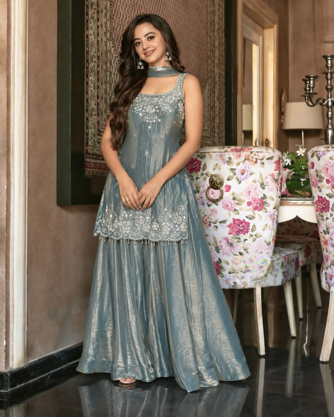 3-Piece Fancy Kurti with Palazzo & Dupatta